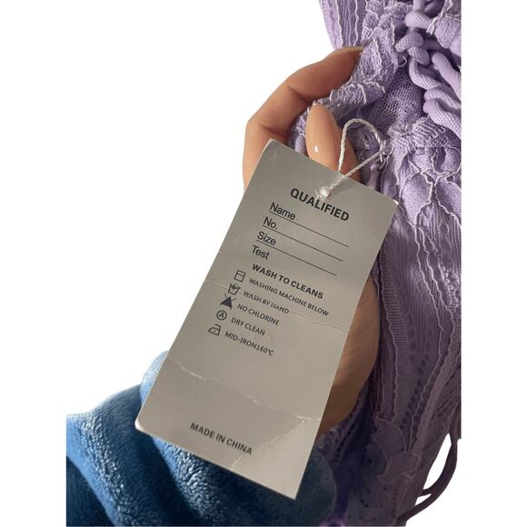 NWT Amazon Open Back Corset Lace Women's Cross Halter Lilac Dress - Picture 5 of 9